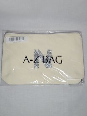Cream Canvas Pouch Set with Silver Glitter 'N' Accent